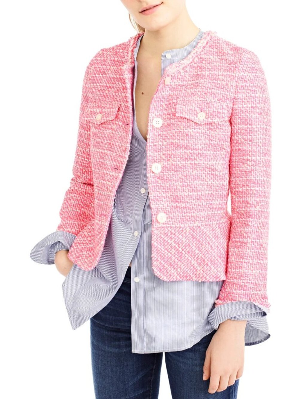 NWT J.Crew Peplum Lady Jacket in Neon Fuchsia Pink Tweed Blazer 2 - Picture 1 of 11